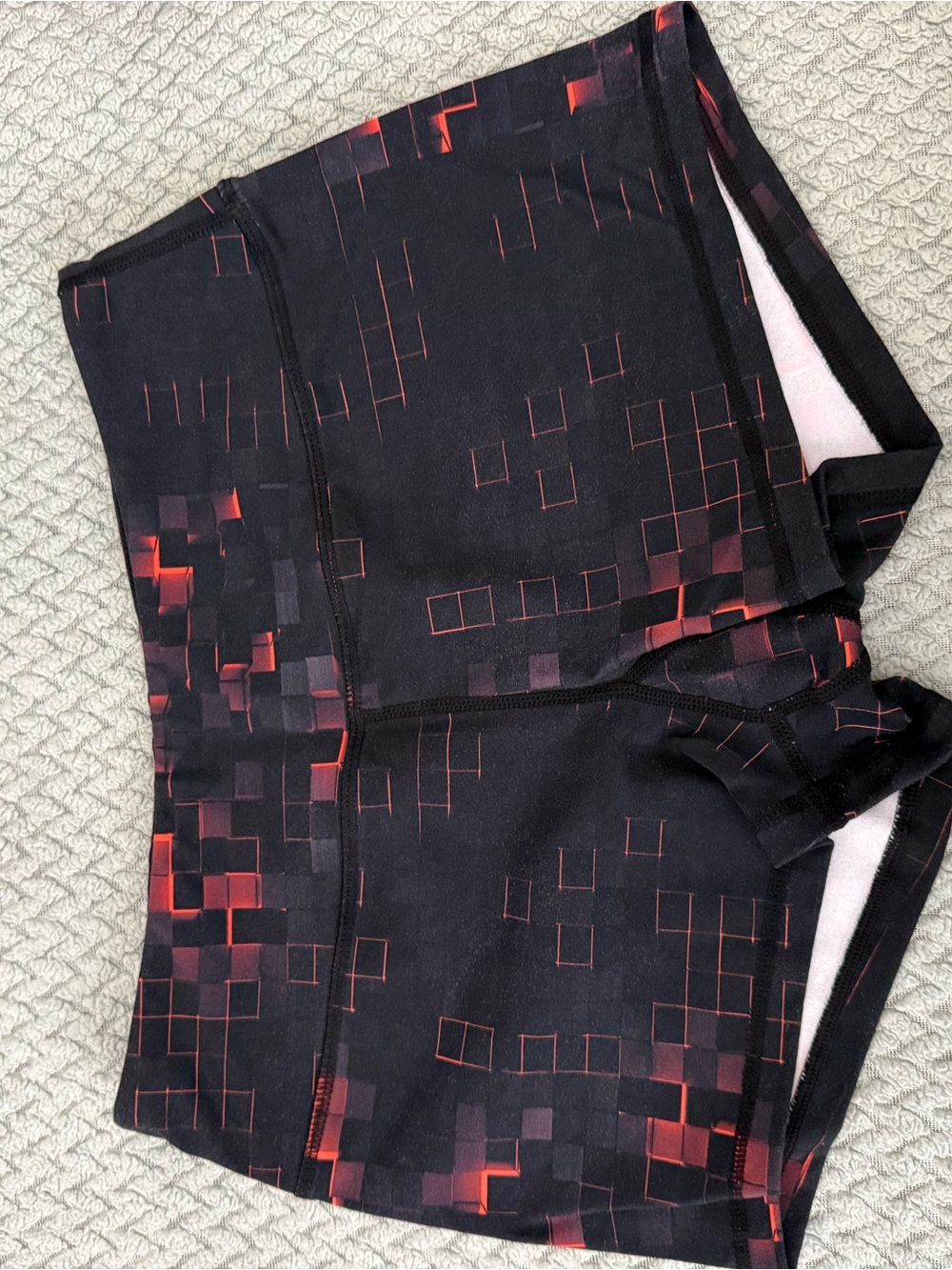 Savage Barbell Black and Red Pixel-Print Athletic Shorts